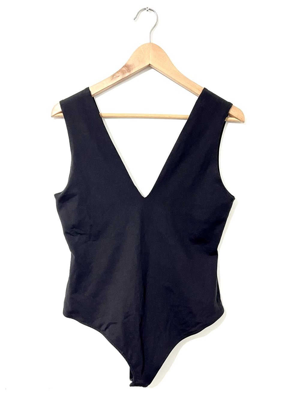 Free People Intimately FP Keep It Sleek Bodysuit | Black | V Neck | Large